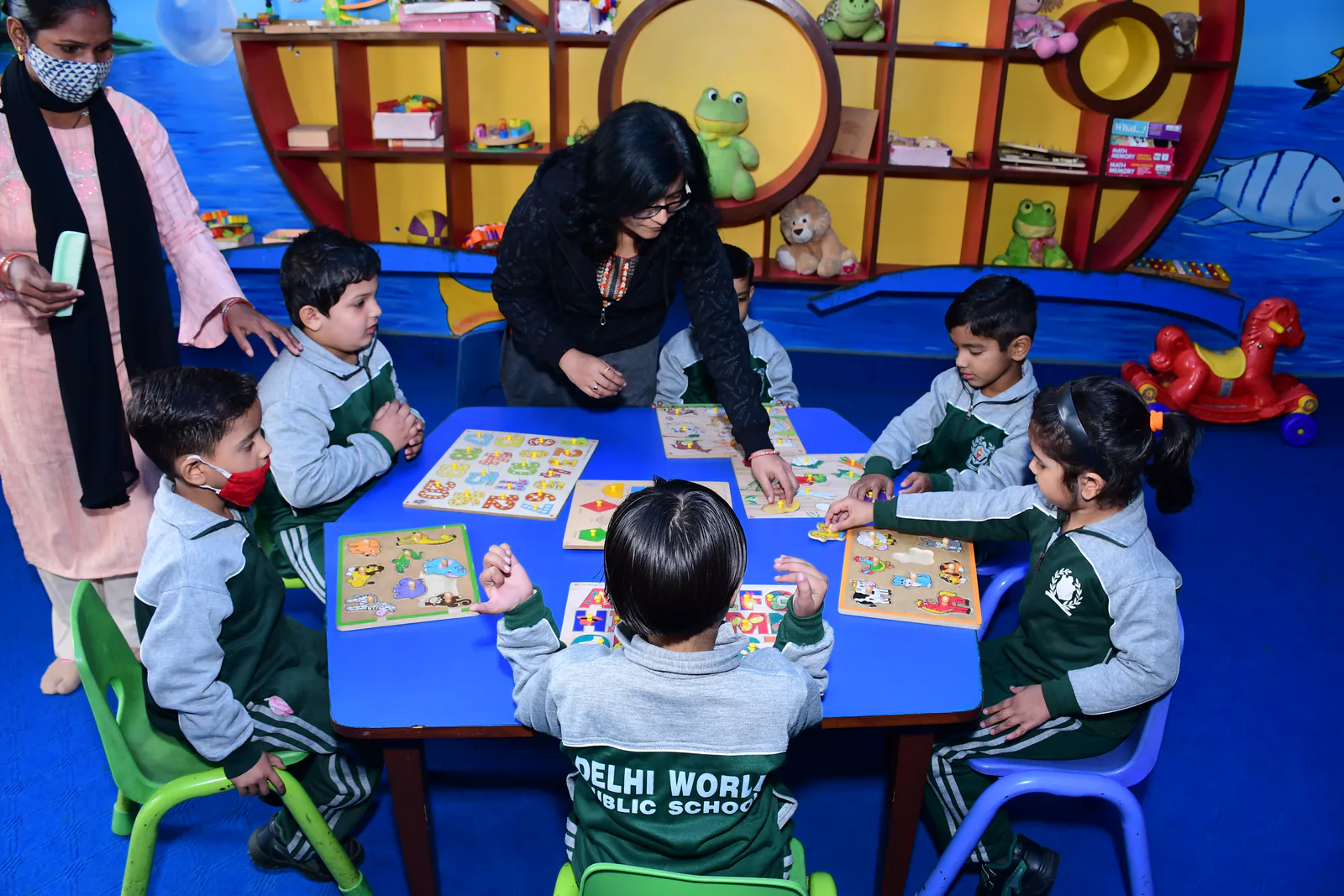 The DWPS activity room set up for small-group work