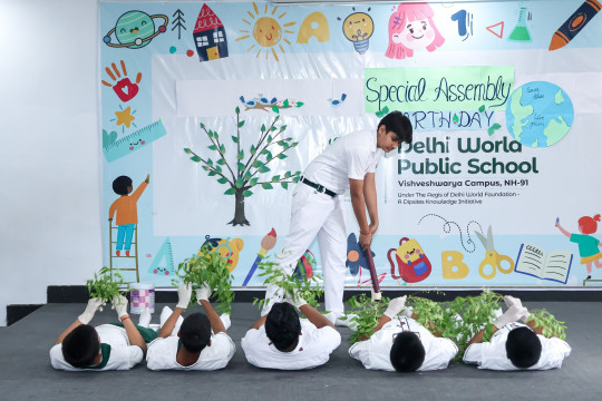 Delhi World Public School hosted a captivating event, a special assembly commemorating Earth Day