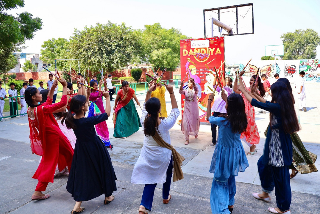 Dandiya Delight event for grades 3 and 7 transformed the campus into a kaleidoscope of color and rhythm